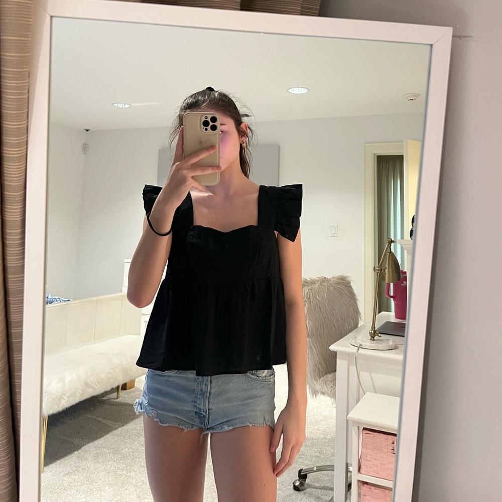 Black Frill Sleeve Zara Top